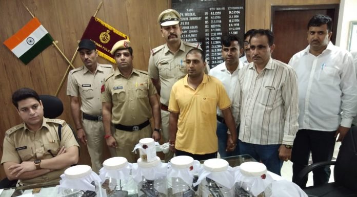 करनाल — करनाल पुलिस ने 50,000 रूपये के ईनामी अपराधी को पकड़ा , 8 अवैध पिस्तौल बरामद