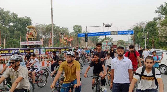 करनाल-अंतरराष्ट्रीय नशा निषेध दिवस पर साइकिलिस्टों के साथ पुलिस कप्तान ने दिया नशे से दूर रहने का संदेश