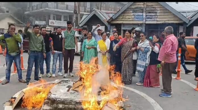 नैनीताल- गांधी पार्क में कांग्रेसियों ने फूंका प्रदेश सरकार का पुतला