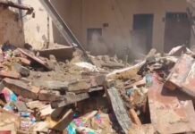 करनाल -बंद पड़े घर में धमाके से गिरी छत और दीवारें