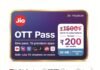 मुंबई – जियो का नया OTT पास: ₹200 में 15 OTT, 1000 से ज्यादा टीवी चैनल और 30GB डेटा