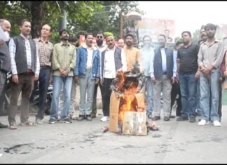 नैनीताल -नैनीताल में भाजपाइयों ने फूंका कांग्रेस का पुतला